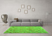 Machine Washable Abstract Green Contemporary Area Rugs in a Living Room,, wshcon2202grn