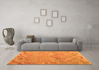 Machine Washable Abstract Orange Contemporary Rug, wshcon2202org