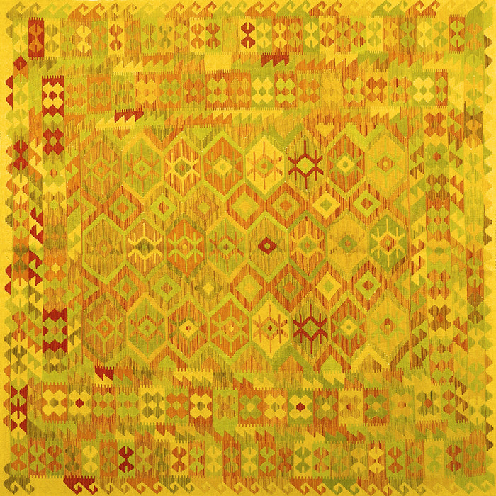 Square Abstract Yellow Contemporary Rug, con2202yw