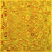 Square Abstract Yellow Contemporary Rug, con2202yw