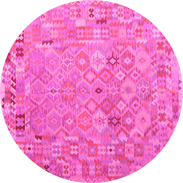 Round Abstract Pink Contemporary Rug, con2202pnk