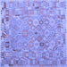 Square Abstract Blue Contemporary Rug, con2202blu