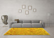 Machine Washable Abstract Yellow Contemporary Rug in a Living Room, wshcon2202yw