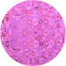 Round Abstract Purple Contemporary Rug, con2202pur