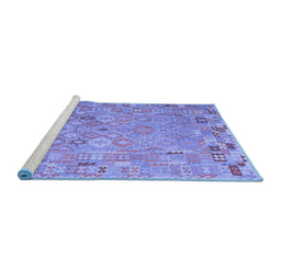 Sideview of Machine Washable Abstract Blue Contemporary Rug, wshcon2202blu
