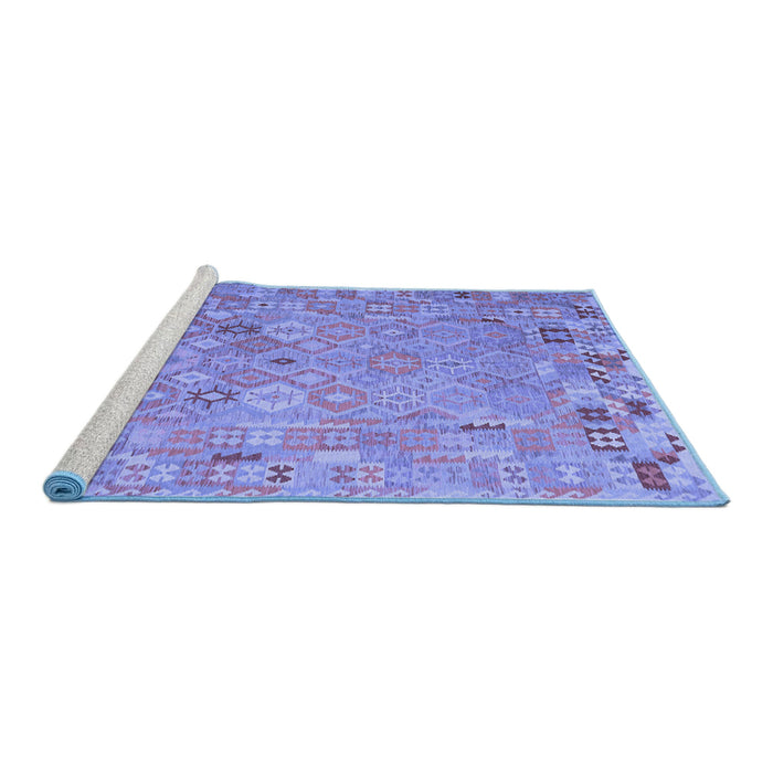 Sideview of Machine Washable Abstract Blue Contemporary Rug, wshcon2202blu