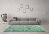 Machine Washable Abstract Light Blue Contemporary Rug, wshcon2202lblu