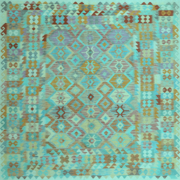 Square Abstract Light Blue Contemporary Rug, con2202lblu