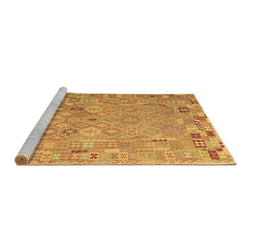 Sideview of Machine Washable Abstract Brown Contemporary Rug, wshcon2202brn