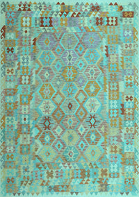 Abstract Light Blue Contemporary Rug, con2202lblu