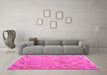 Machine Washable Abstract Pink Contemporary Rug in a Living Room, wshcon2202pnk