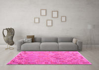 Machine Washable Abstract Pink Contemporary Rug, wshcon2202pnk