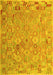 Machine Washable Abstract Yellow Contemporary Rug, wshcon2202yw