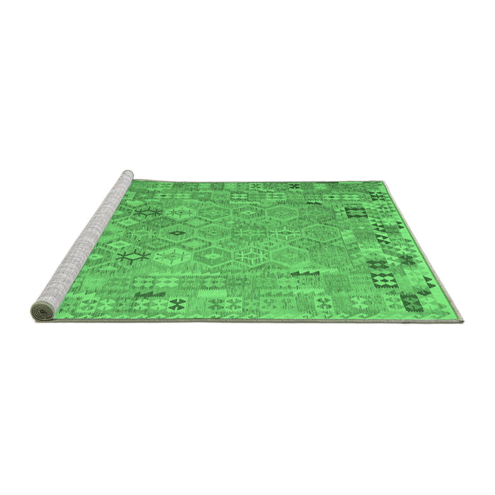 Sideview of Machine Washable Abstract Emerald Green Contemporary Area Rugs, wshcon2202emgrn