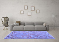 Machine Washable Abstract Blue Contemporary Rug, wshcon2202blu