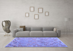 Machine Washable Abstract Blue Contemporary Rug in a Living Room, wshcon2202blu