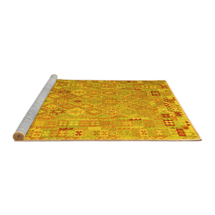 Sideview of Machine Washable Abstract Yellow Contemporary Rug, wshcon2202yw