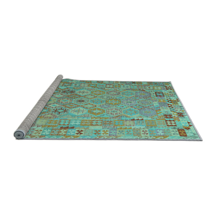 Sideview of Machine Washable Abstract Light Blue Contemporary Rug, wshcon2202lblu