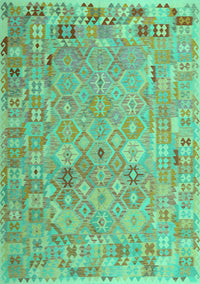 Abstract Turquoise Contemporary Rug, con2202turq