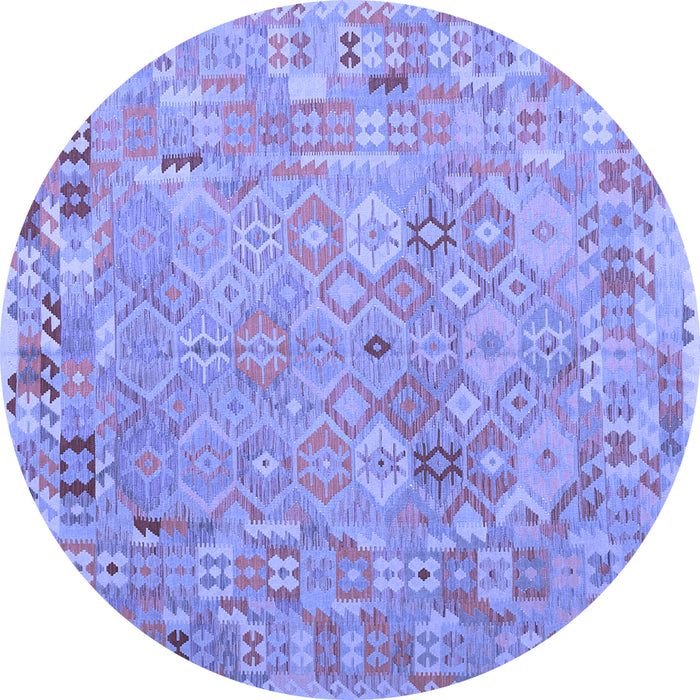 Round Abstract Blue Contemporary Rug, con2202blu
