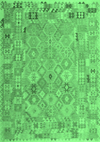 Abstract Emerald Green Contemporary Rug, con2202emgrn