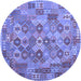 Round Southwestern Blue Country Rug, con2203blu