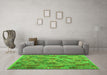 Machine Washable Southwestern Green Country Area Rugs in a Living Room,, wshcon2203grn