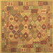 Square Machine Washable Southwestern Brown Country Rug, wshcon2203brn