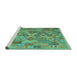 Sideview of Machine Washable Southwestern Turquoise Country Area Rugs, wshcon2203turq