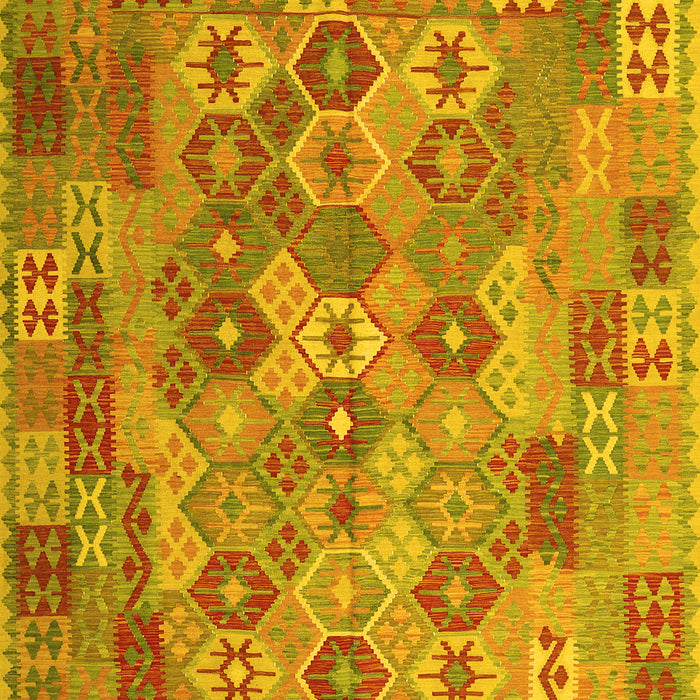 Machine Washable Southwestern Yellow Country Rug, wshcon2203yw