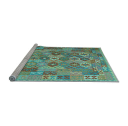 Sideview of Machine Washable Southwestern Light Blue Country Rug, wshcon2203lblu