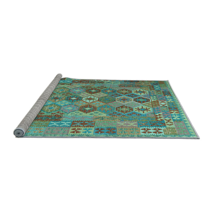 Sideview of Machine Washable Southwestern Light Blue Country Rug, wshcon2203lblu