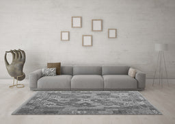 Machine Washable Southwestern Gray Country Rug in a Living Room,, wshcon2203gry