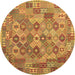 Round Southwestern Brown Country Rug, con2203brn