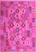 Machine Washable Southwestern Pink Country Rug, wshcon2203pnk