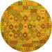 Round Southwestern Yellow Country Rug, con2203yw