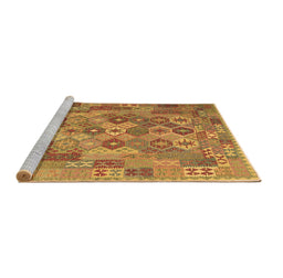 Sideview of Machine Washable Southwestern Brown Country Rug, wshcon2203brn