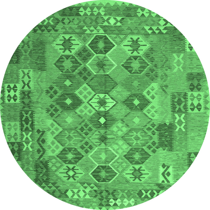 Round Southwestern Emerald Green Country Rug, con2203emgrn
