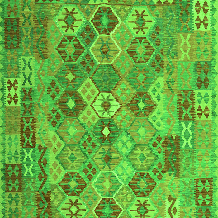 Serging Thickness of Machine Washable Southwestern Green Country Area Rugs, wshcon2203grn