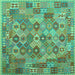 Square Southwestern Turquoise Country Rug, con2203turq