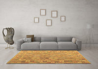 Machine Washable Abstract Brown Contemporary Rug, wshcon2204brn