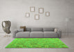 Machine Washable Abstract Green Contemporary Area Rugs in a Living Room,, wshcon2204grn