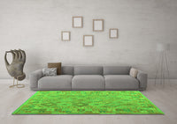 Machine Washable Abstract Green Contemporary Rug, wshcon2204grn