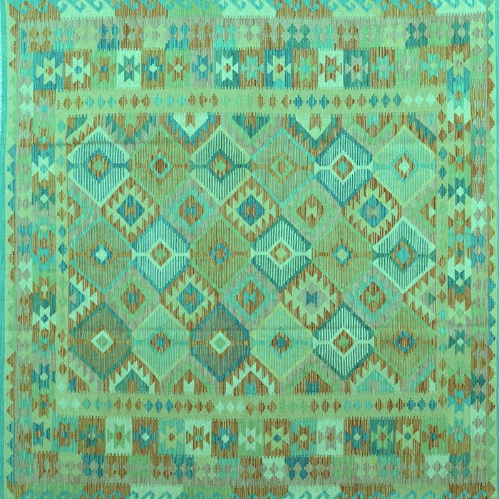 Square Machine Washable Abstract Turquoise Contemporary Area Rugs, wshcon2204turq