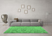 Machine Washable Abstract Emerald Green Contemporary Area Rugs in a Living Room,, wshcon2204emgrn