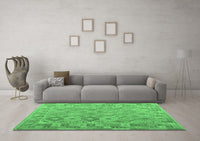 Machine Washable Abstract Emerald Green Contemporary Rug, wshcon2204emgrn