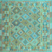 Square Abstract Light Blue Contemporary Rug, con2204lblu