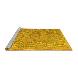 Sideview of Machine Washable Abstract Yellow Contemporary Rug, wshcon2204yw