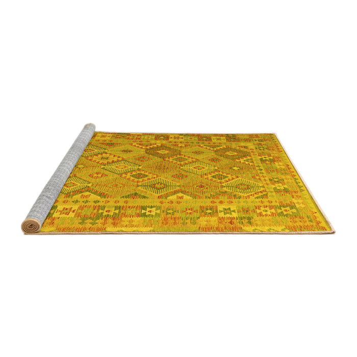 Sideview of Machine Washable Abstract Yellow Contemporary Rug, wshcon2204yw