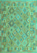 Machine Washable Abstract Turquoise Contemporary Area Rugs, wshcon2204turq